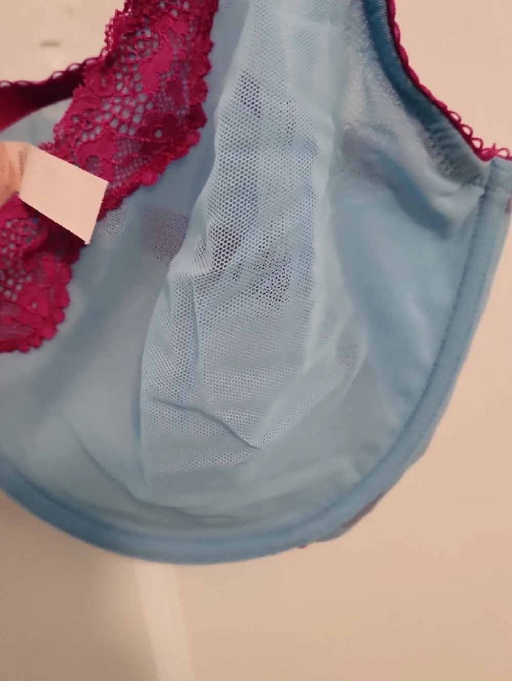 Victoria's Secret Light Blue Bra with Magenta Lace Trim - Picture 5 of 6